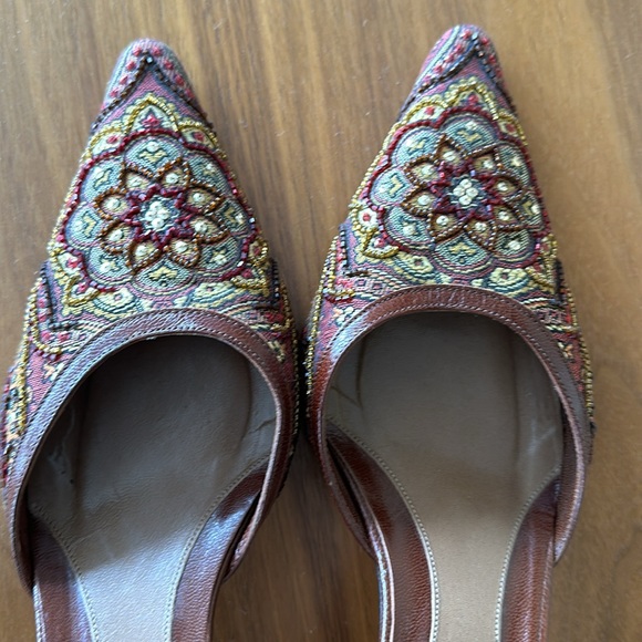 Elegant Isabella Fiore mules leather, sequins and fabric - Picture 4 of 4